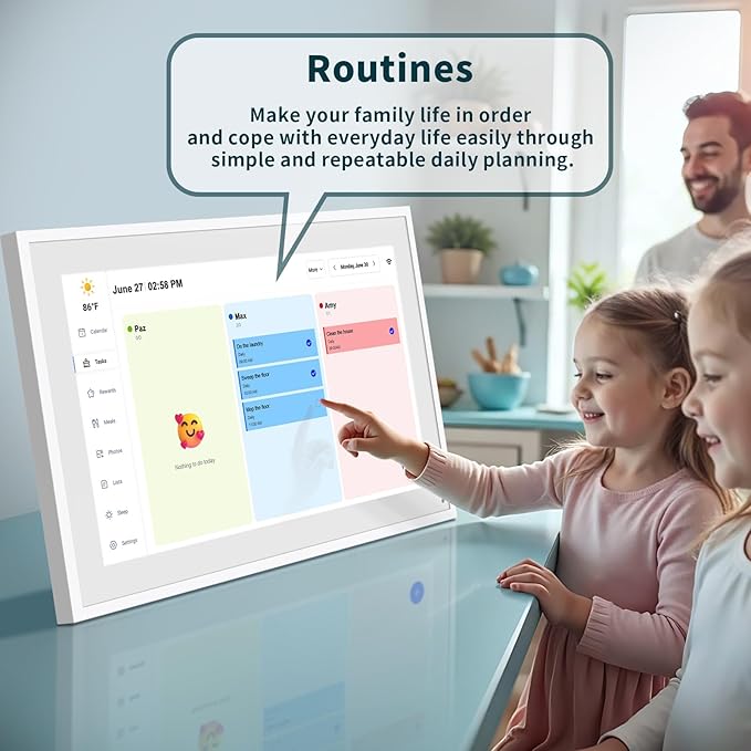 Digital Calendar, 21.5 Inch Wall Planner Digital Calendar & Chore Chart, IPS HD Touchscreen Interactive Display for Family Schedules, Streamline Household Organization, Wall Mount Included-DeskLoop Office