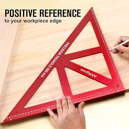 Precision Triangle Square 18inch, Metric & Imperial Scale Framing Square for Precise 90 and 45-Degree Measurement, Aluminum Alloy Architect Ruler for Carpenter