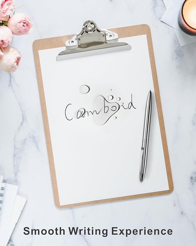 Cambond Metal Ballpoint Pens - Black Ink Fancy Pens 1.0mm Medium Point Bulk for Guest Book Uniform Christmas Gift, 3 Pens with 6 Refills (Silver)-DeskLoop Office