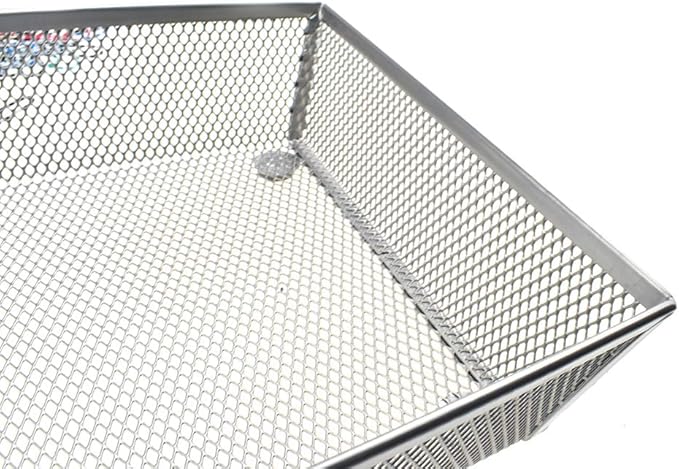 HAHIYO Stackable Mesh Tray Cup 6 x 6 x 2 inches Sturdy Container for Desk Drawer Organizer Collection for Home Office School kitchen Soft Foam Feet No Sharp Edges 2 Pack Silver-DeskLoop Office