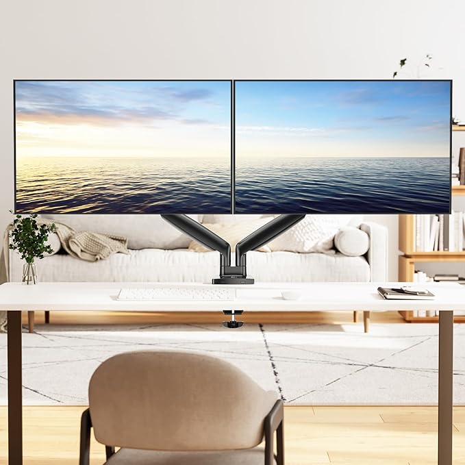 MOUNT PRO Dual Monitor Desk Mount fits 22” to 35” Ultrawide Computer Screen, Holds up to 26.4lbs Each, Fully Adjustable Long Monitor Arm for Two Monitors, Gas Spring Monitor Stand, 100x100 VESA Mount-DeskLoop Office