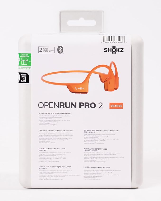 SHOKZ New OpenRun Pro 2 - Open-Ear, Bone Conduction Sport Headphones - with Reflective Strip - Sweat Resistant, Workout Headphones - Secure, Wireless, Comfortable Fit-Deep Bass and Smart Mic App-DeskLoop Office