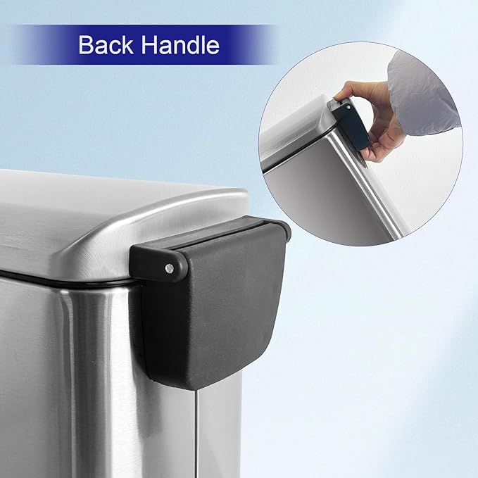 Bathroom Trash Can with Lid,5L/1.3 Gallon Trash Can with Removable Liner Bucket, Small Garbage can for Bathroom,Bedroom,Home Office,Silver-DeskLoop Office