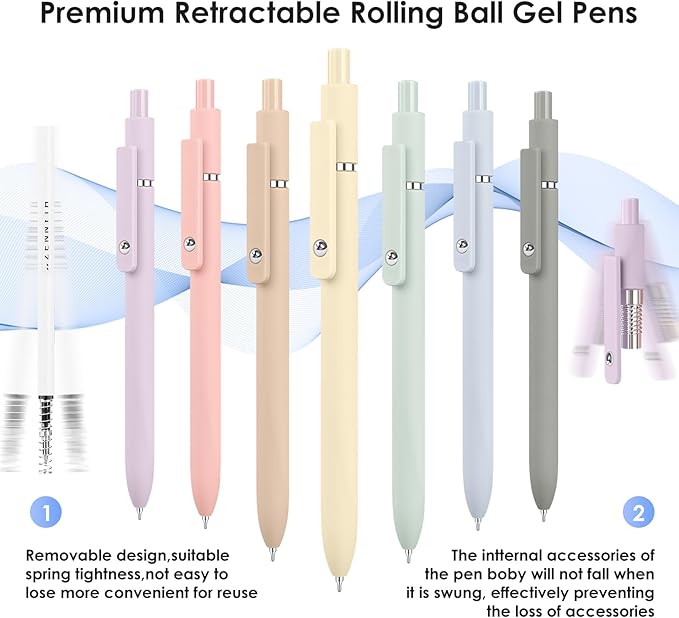 Donyang Gel Pens, 7pcs 0.5mm Cute Black Ink Fine Point Pens With Smooth Writing, Quick Dry Pen For Journaling, Teacher Work Desk Accessories Office School Supplies for Men Women Student (Morandi)-DeskLoop Office