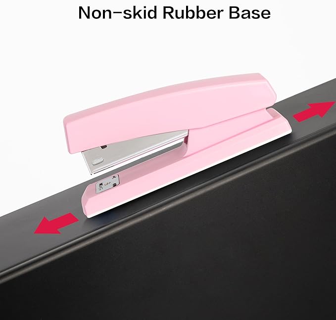 Deli Stapler, Desktop Staplers with 640 Staples, Office Stapler, 25 Sheet Capacity, Pink-DeskLoop Office