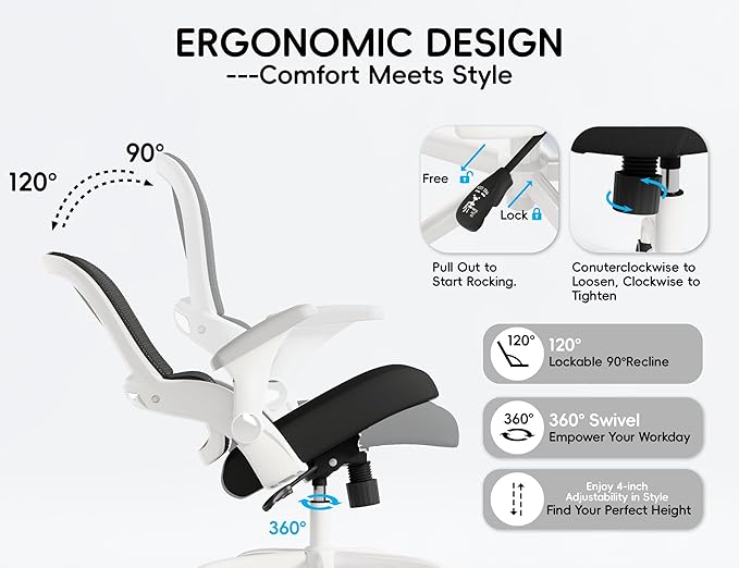 TRALT Beige Gaming Chair - Ergonomic Office Chair with Back Support, Home Office Desk Chairs, Computer Chair, 330lbs Wide Seat Big and Tall Office Chair for Professionals (White Black)-DeskLoop Office