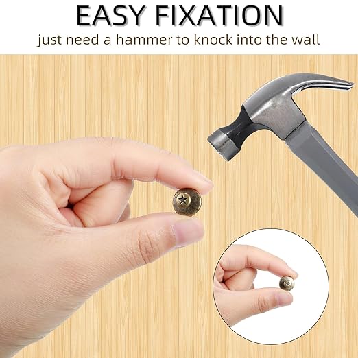 Push Pins Picture Hangers Double Headed Thumb Tacks Wall Hooks for Wall Hangings Picture Hangers Nails Small Photo Hanging Hook Pins for Home Office Photo Decor(Bronze,80 Pieces)-DeskLoop Office