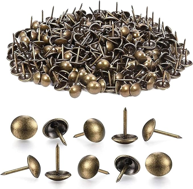 500Pcs Upholstery Tacks, BetterJonny Decorative Furniture Nails Pins 17X11MM Bronze Metal Thumb Tacks for Upholstered Furniture Cork Board, Home Decor-DeskLoop Office