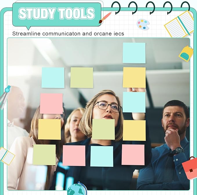 Fainne 200 Pack Sticky Notes Bulk Back to School Supplies Self Stick Note Pads Paper Memo for Office First Day of School Student Teacher Essentials (3 x 3 Inch,Simple Color)-DeskLoop Office