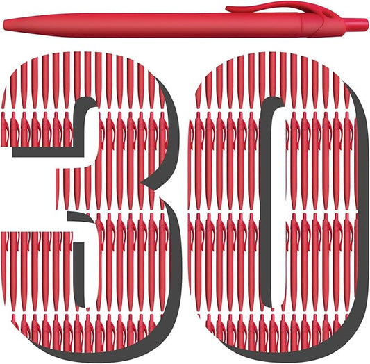 Aozora Pens Bulk 30 Pack Red Click Pens No Bleed Wholesale Retractable Ballpoint Pens Medium Point,Smooth Ink Pens for Journaling School Office Supplies 1.0MM Red Ink-DeskLoop Office