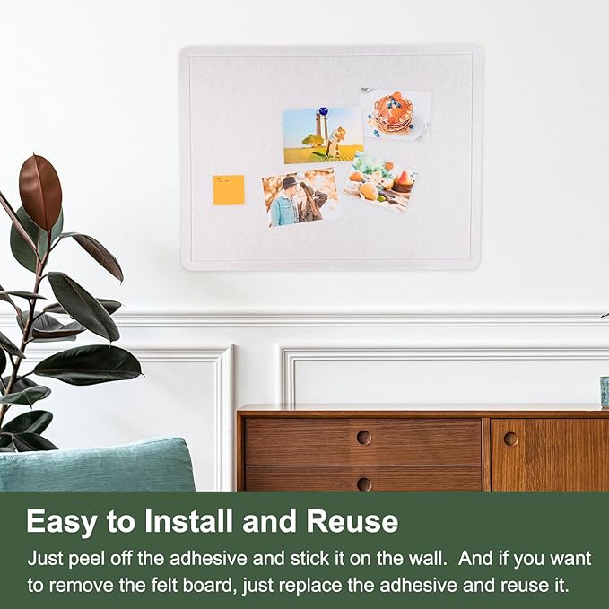 YOKIVE Felt Bulletin Board, 35 x 17.5 -Inch Foldable Decorative Pin Board Self Adhesive Felt Cork Board with 20 Pushpins, Great for Wall, Photo Display, Paste Note, Schedule(Beige Brown)-DeskLoop Office