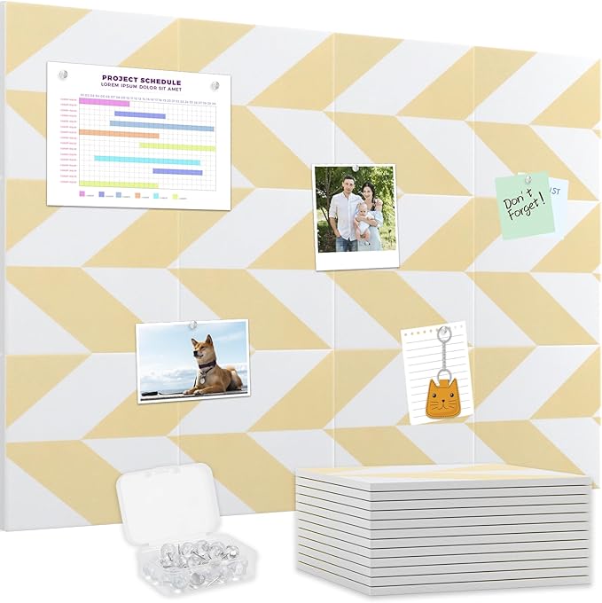 Smarpau Felt Cork Board 48"x36", 12 Pack Large Bulletin Board with 50 Removable Adhesive Tabs 35 Pushpins, Pin Board Tack Board, Cork Bulletin Boards for Home Office Decor-DeskLoop Office