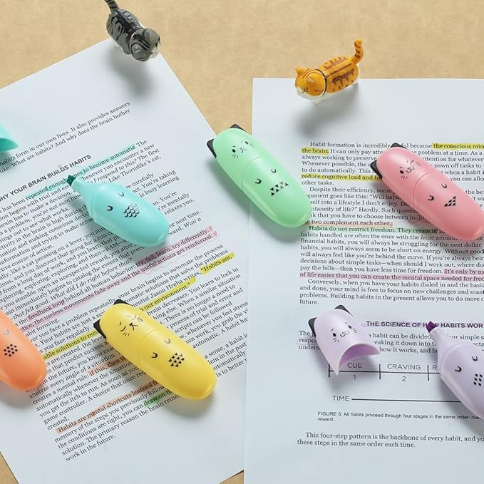 12 pieces Cute Animal Design Vet Tech Week Gifts Mini Highlighter Pen Assorted Colors Chisel Tip Gift Highlighter Marker - stocking stuffers for kid - kawaii stuffs-DeskLoop Office