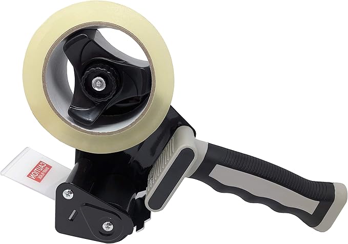 Clipco Tape Dispenser Gun with Packing Tape Included and Rubberized Handle (Pack of 3) (Black-Gray)-DeskLoop Office