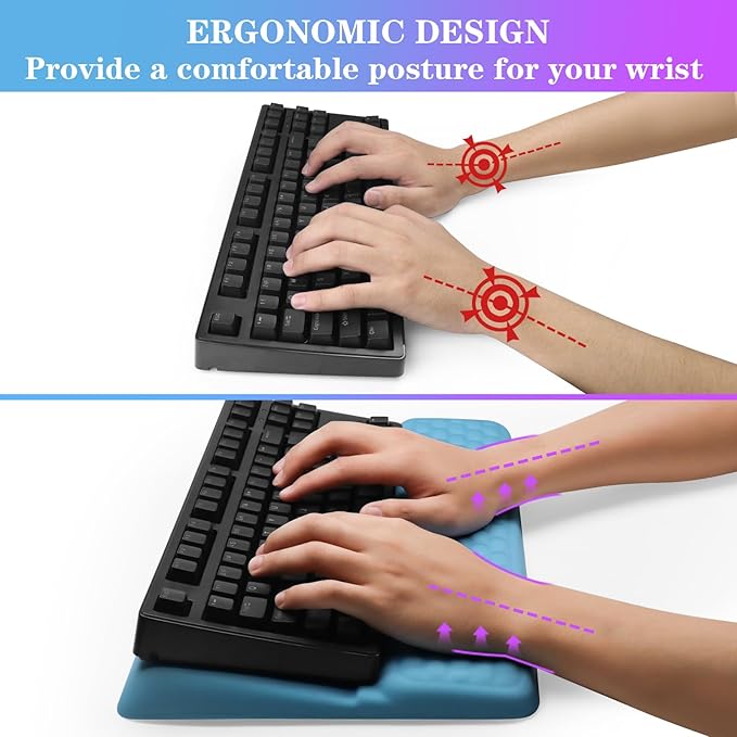 Computer Keyboard Stand with Wrist Rest, Ergonomic Tilted Keyboard Holder - Keyboard Riser with Wrist Pad - Keyboard Tray Support for Office Home - Blue-DeskLoop Office