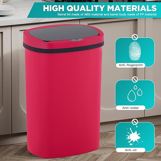 PayLessHere 13 Gallon Trash Can Kitchen Trash Can Automatic Garbage Can with Lid Touch Free High-Capacity Motion Sensor for Home Kitchens Bedroom Bathroom Office Kitchen Waste Bin Wateproof Trash Bin-DeskLoop Office