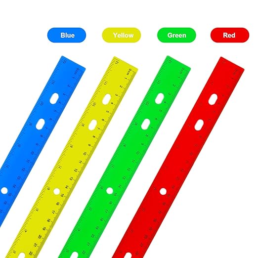 TaoBary 60 Pcs 12 Inch Plastic Ruler Bulk Plastic Ruler for Classroom Straight Rulers for Students Ruler with Inches and Centimeters for Students School Supplies-DeskLoop Office