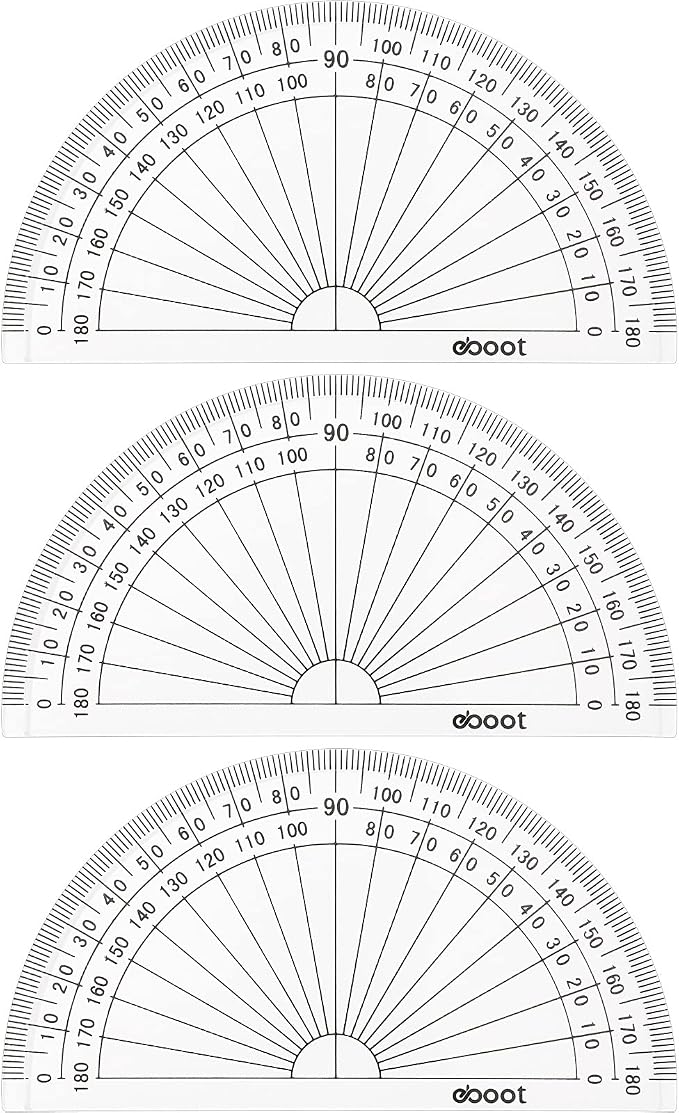 Zonon 3 Pcs 4 Inch Clear Plastic Protractor Bulk Math Protractors Set 180 - Image 9