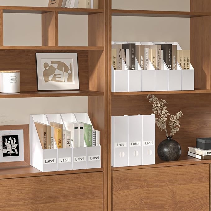 EXYGLO 12 Pack White Magazine File Holder, Cardboard Magazine Rack - Image 7