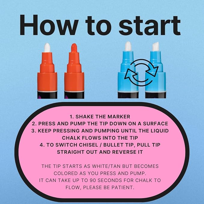 Liquid chalk markers 12 neon erasable Whiteboards, glass boards, chalkboards, windows, mirrors, car windshields, auto, glass. Odorless, non-toxic. Wet or dry erase. Thick and thin tip-DeskLoop Office