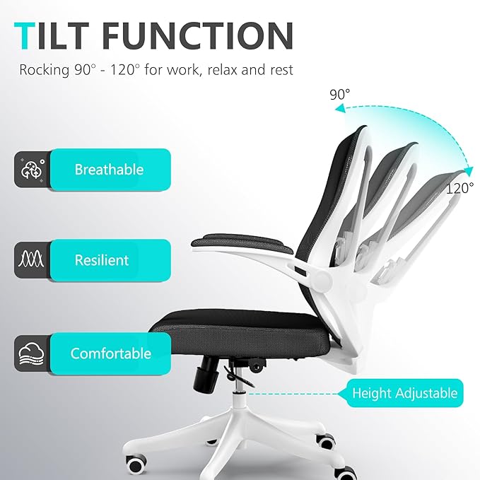 Mesh Office Chairs, High Back Ergonomic Office Chair with Lumbar Wide Comfty Compute Desk Chair for Home & Office Bedroom Study Student (Black)-DeskLoop Office