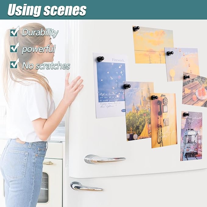 50 Pack Fridge Magnet, Black Strong Magnets for Whiteboard, Push Pin Magnets Refrigerator Magnets Small Strong Neodymium Magnet for Office, Classroom, Kitchen, Home-DeskLoop Office