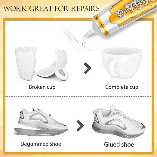 B7000 Rhinestone Jewelry Glue Clear, B-7000 Glue 3.7 fl oz Upgrade Multi-Function Adhesive Super Glue with Cap & Precision Tip for Repair, Small Hobby Models, Metal Stone Crafts, Fabric, Shoes(110ML)-DeskLoop Office