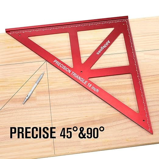 Precision Triangle Square 12inch, Metric & Imperial Scale Framing Square for Precise 90 and 45-Degree Measurement, Aluminum Alloy Architect Ruler for Carpenter-DeskLoop Office