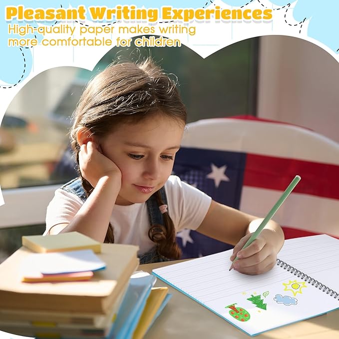 Henoyso 10 Pcs 100/50 Sheets Primary Composition Notebook K-2 Bulk Spiral Primary Journal Drawing Handwriting Practice for Kids Kindergarten 1st 2nd Back to School Supplies (Stylish Color,100 Sheets)-DeskLoop Office