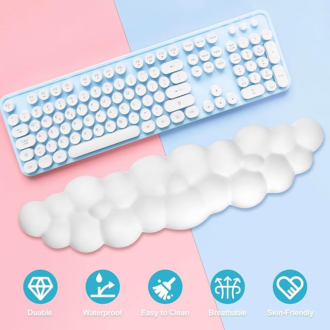 Cloud Wrist Rest Keyboard | Memory Foam, PU Leather, Ergonomically Designed - Image 7