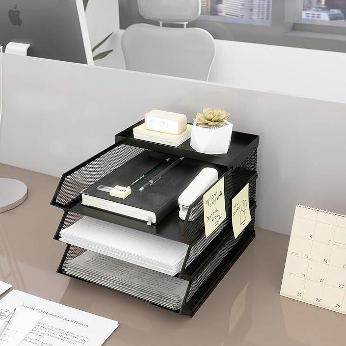 Natwind 3-Tier Stackable Metal Mesh Paper Organizer - Image 8