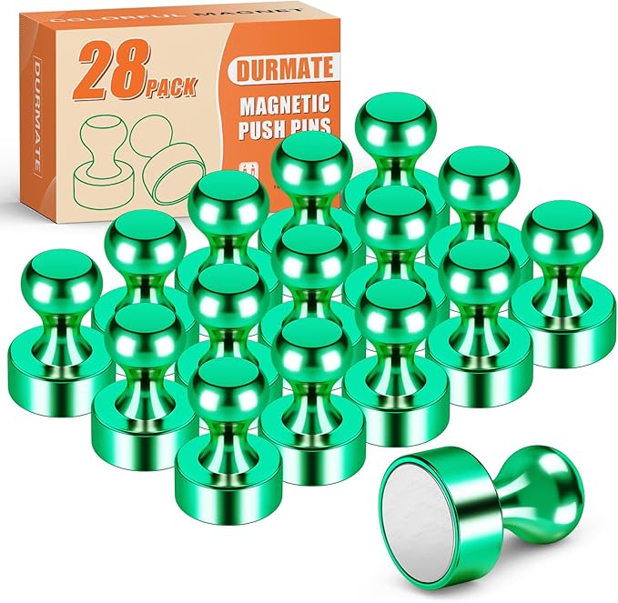 Strong Fridge Whiteboard Magnets, Tiny Magnetic Push Pins, 28PCS Green Metal Neodymium Magnet for Kitchen Accessories, Office Accessories, Fridge Accessories, Desk Accessories-DeskLoop Office
