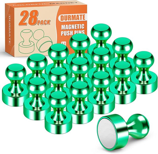 Strong Fridge Whiteboard Magnets, Tiny Magnetic Push Pins, 28PCS Green Metal Neodymium Magnet for Kitchen Accessories, Office Accessories, Fridge Accessories, Desk Accessories-DeskLoop Office
