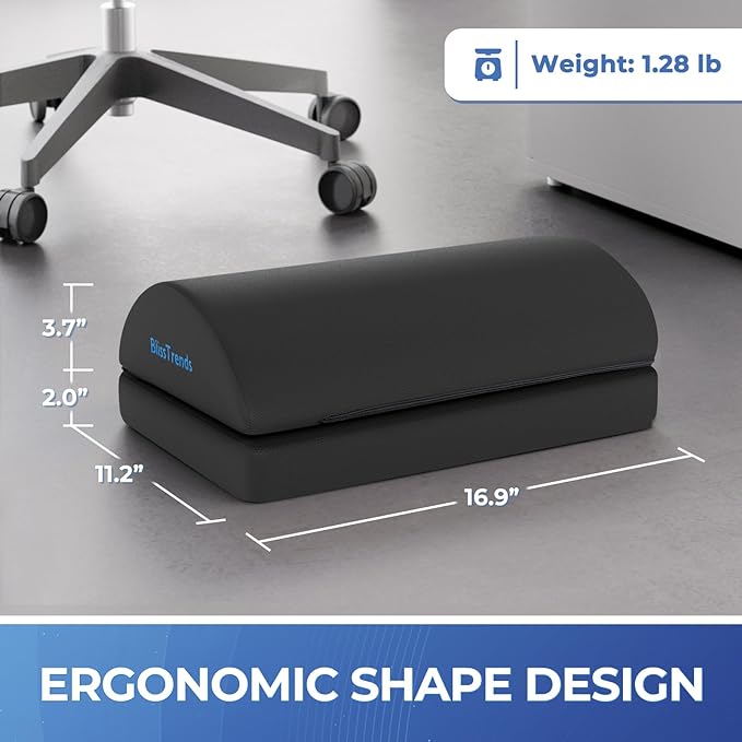 BlissTrends Foot Rest for Under Desk at Work-Versatile Foot Stool with Washable Cover-Comfortable Footrest with 2 Adjustable Heights for Car,Home and Office to Relieve Back,Lumbar,Knee Pain-Gray-DeskLoop Office