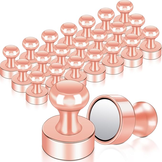 22 Pack Fridge Magnets, Rose Gold Strong Magnets for Whiteboard, Push Pin Refrigerator Magnets Small Strong Rare Earth Magnets Neodymium Magnet for Office, Classroom, Kitchen, Home-DeskLoop Office