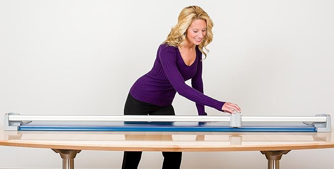 Dahle Large Format Premium Rolling Trimmer, 72" Cut Length, 12 Sheets Capacity, Cut Mat Board, Self-sharpening Blade Cuts in Both Directions, Ground Steel Blade, Automatic Clamp Holds (472)-DeskLoop Office