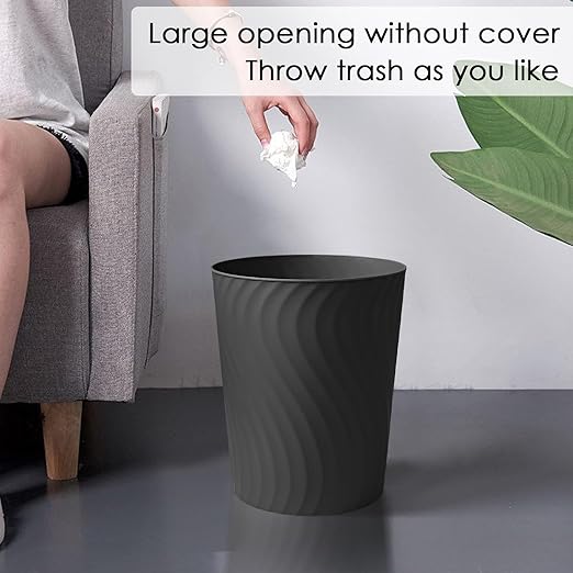 YGJT Small Trash Can, 6 Pack 1.8 Gallons Bathroom Trash Can, Slim Waste Basket, Round Garbage Can, Plastic Trash Bin for Kitchen, Dorm, Bedroom, Office, Living Room, Study, Compact Spaces(Black)-DeskLoop Office