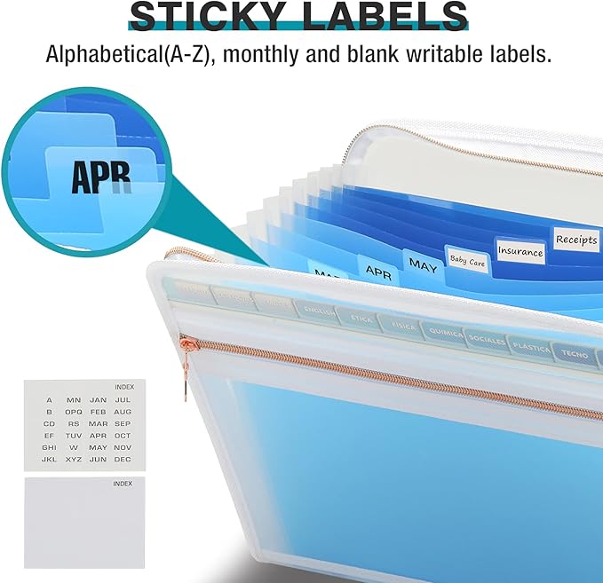 H4D 13 Pocket Expanding File Folder Organizer, Blue, 8.5-x-11-inch-DeskLoop Office