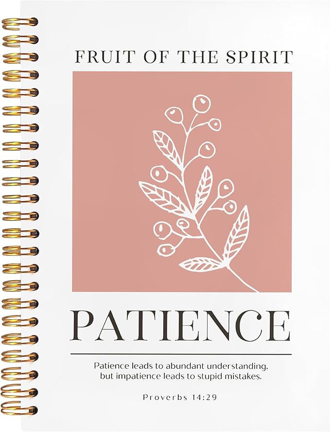 BearCake Fruit of the Spirit Patience Christian Notebook Journal, Christian Gifts for Women, Bible Notebooks for Note Taking, Bible Journaling Notebook, Hardcover Spiral Notebook 5.5x8.3-DeskLoop Office