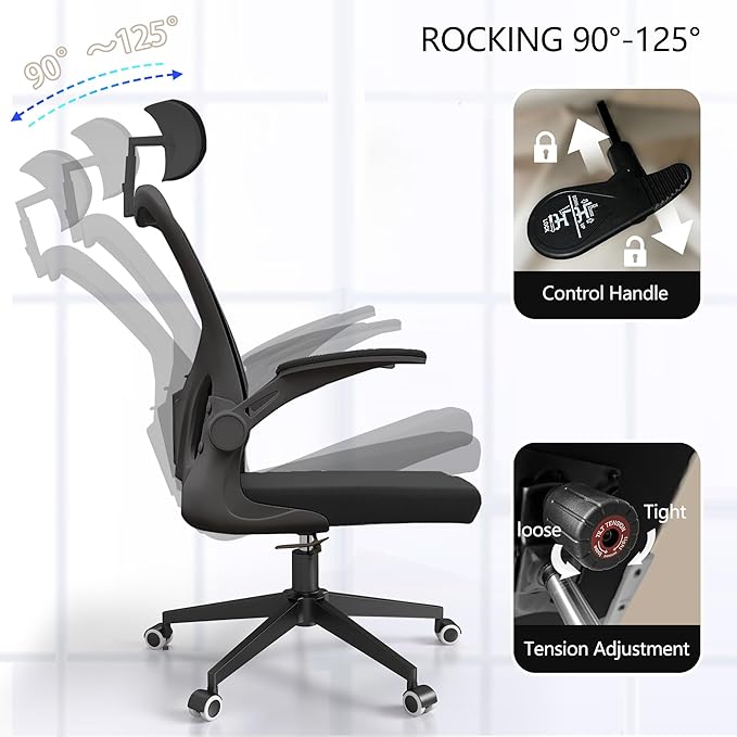 Desk Office Chairs Computer Mesh Chair Executive Chair with Lumbar for Home & Office (06Blcak)-DeskLoop Office