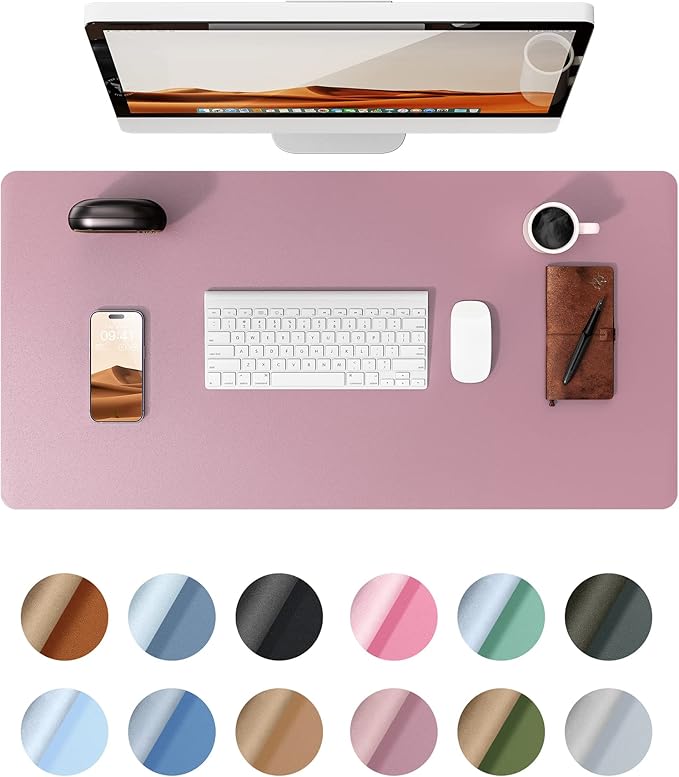 YSAGi Leather Desk Protector, Office Mat, Large Mouse Mat, Non-Slip PU Leather Blotter, Laptop Desk Pad, Waterproof Writing Pad for Office and Home (Pale Mauve, 23.6" x 13.8")-DeskLoop Office
