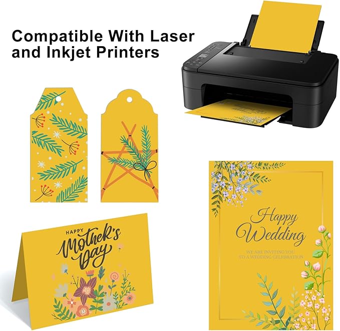 OcePor 100 Sheets Yellow Cardstock Paper, Colored Printer Paper 8.5 x 11, Card Stock Thick Construction for Craft,Scrapbook,Office Printing, Invitations, Certificates,92 lb/250gsm-DeskLoop Office