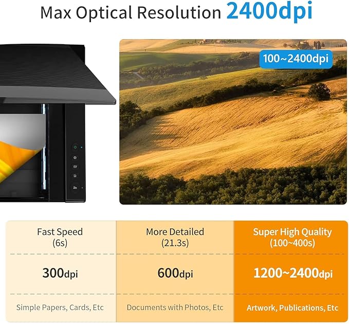 VIISAN VF3240 Large Format Flatbed Scanner, A3 Size, 2400 DPI, CIS Sensor, Scan 297 × 420 mm / 11.7" x 16.7" in 4 sec, Frameless, Auto-Scan, Document & Photo & Book Scanner, Supports Windows & Mac-DeskLoop Office