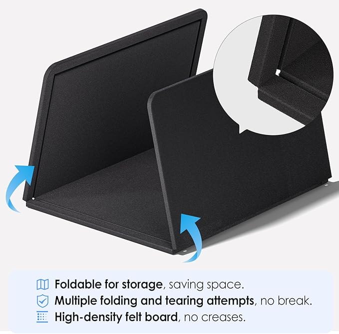 MaxGear Bulletin Board 35" x 17.5", Foldable Small Felt Board Vision Board Supplies, Cork Board for Office, Home, School, Pin Boards for Walls Decorative Picture Framed Display Board Black-DeskLoop Office