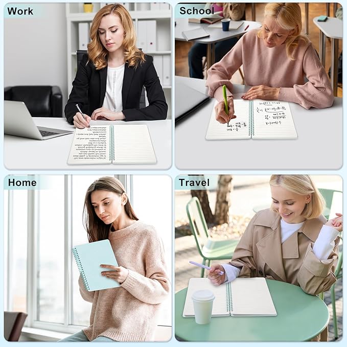 Lined Spiral Journal Notebook, A5 Hardcover Leather Notebook for Work, 5.7''×8.2'', 100GSM Thick Paper Spiral Bound Journaling Notebook for Women Men Office School Note Taking Business, Morandi Green-DeskLoop Office