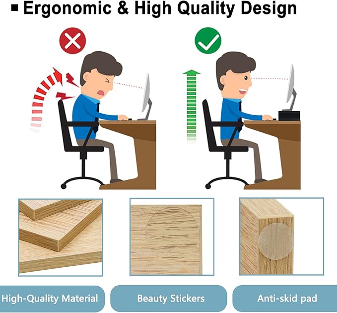 TEAMIX 2 Pack Monitor Stand Riser-20 inch, Wooden Desktop Riser for TV/PC/Laptop/Printer, Cozy Monitor Riser with Storage, Computer Stand Space-Saving-DeskLoop Office