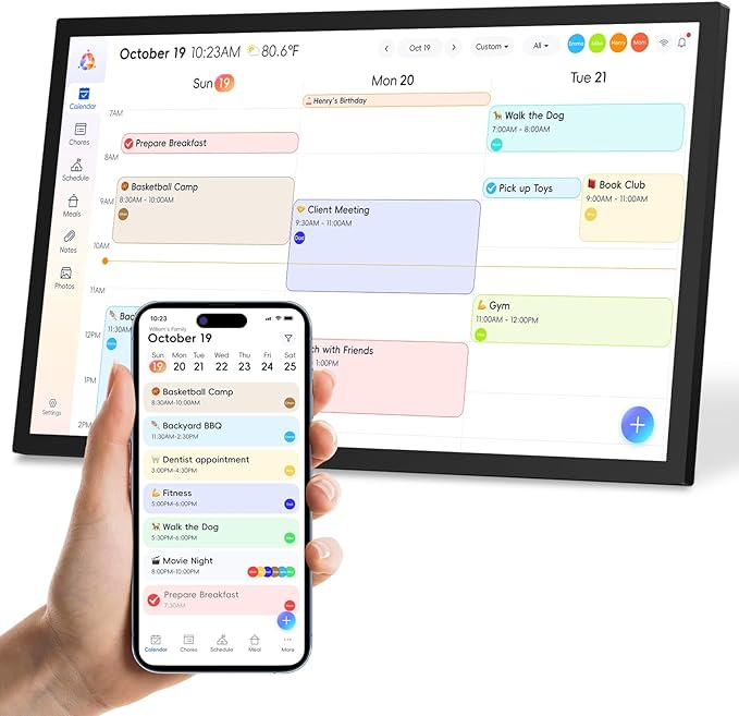 15.6" Digital Calendar Chore Chart, Ultra-HD Interactive Touchscreen, No Subscription Required, Electronic Smart Family Planner & Organizer, Wall Mount Included, Ensuring Seamless Scheduling-DeskLoop Office