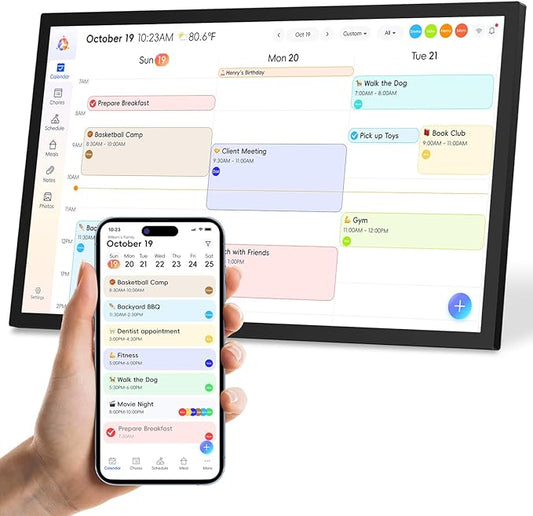 15.6" Digital Calendar Chore Chart, Ultra-HD Interactive Touchscreen, No Subscription Required, Electronic Smart Family Planner & Organizer, Wall Mount Included, Ensuring Seamless Scheduling-DeskLoop Office