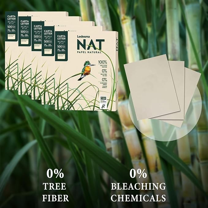 Letter Size 8.5"x11" Sugarcane Pulp Printer Paper - 75 GSM, Unbleached Paper Multipurpose Copy Printer Paper - for All Office & Photocopy Printers, Designs, Crafts (5 Ream)-DeskLoop Office