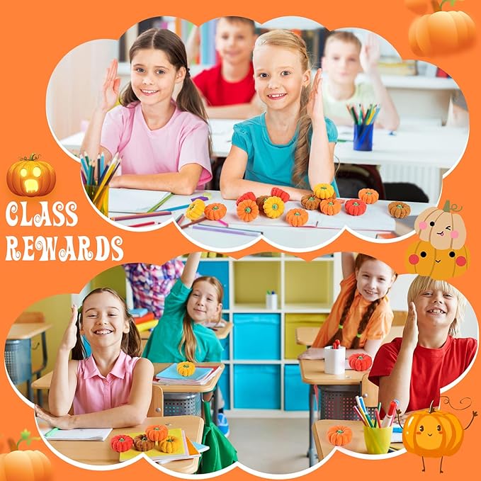 44Pcs 3D Pumpkin Erasers Bulk, Halloween Fall Mini Erasers for Student Classroom Prizes, Game Reward,Treasure Box,Trick or Treats, Goody Bag Filler,Party Favors (44PCS)-DeskLoop Office
